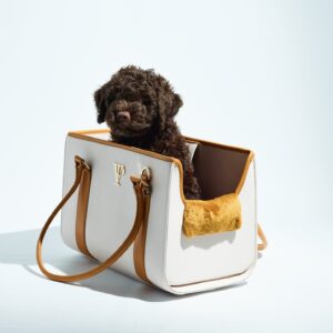 Denim Victorian Small Dog Carrier Gold 5548 - The V.I.PUP Collection